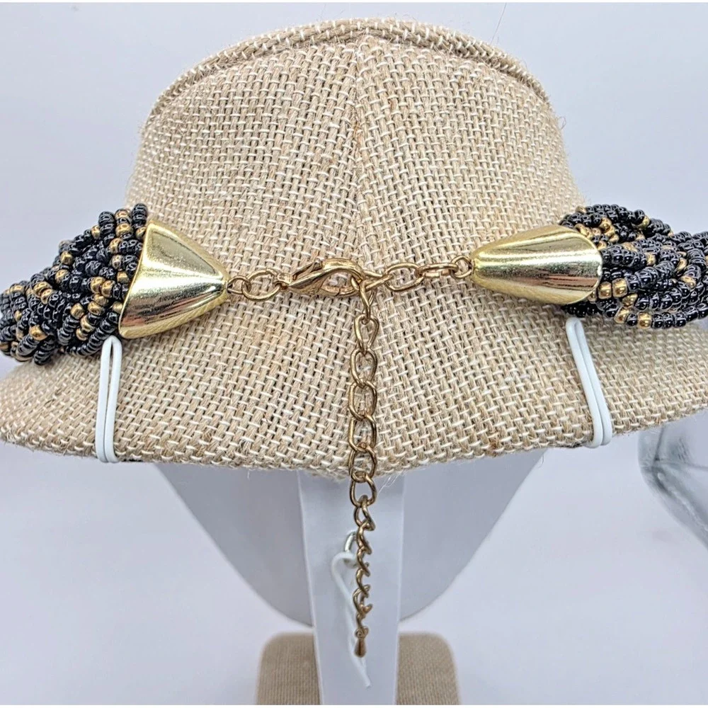 Black & Gold Necklace Seed Bead‎ Braided Chocker Necklace 18-20.75